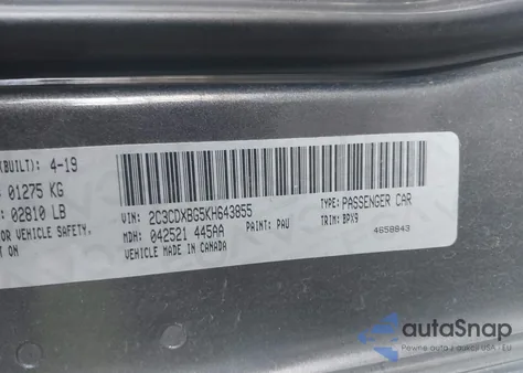 2019 Dodge Charger Sxt Rwd z USA, uszkodzony, nr VIN 2C3CDXBG5KH643855